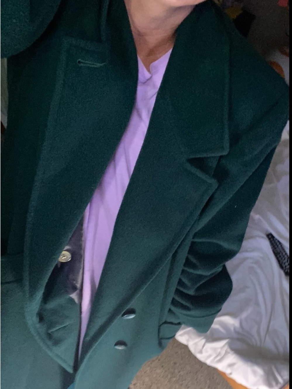 Vintage Hunter Green KARIZMA Wool Trench Coat SZ 14 Made In Russia